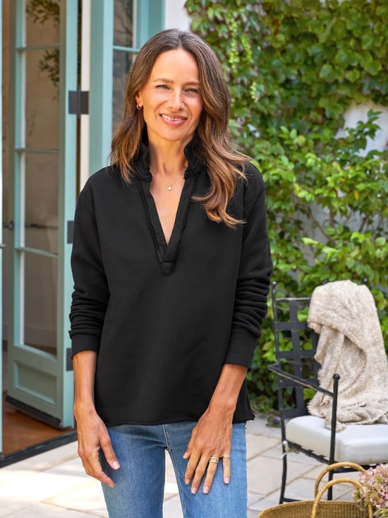 Frank & Eileen Tops - Frank & Eileen Patrick Popover Henley in Black Size XS